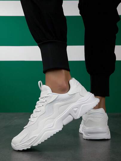 أحذية رياضية جينز للرجال ذات رباطات أمامية، أحذية رياضية سميكة من قماش لاستخدامات رياضية خارجية، أحذية بيضاء متنوعة الاستخدام للرجال