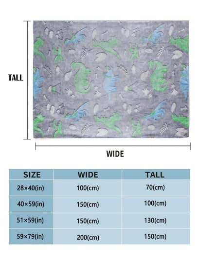 قطعة واحدة نمط الديناصور يضئ في الظلام بطانية لطيفة قماش مريح بطانية الى منزل
