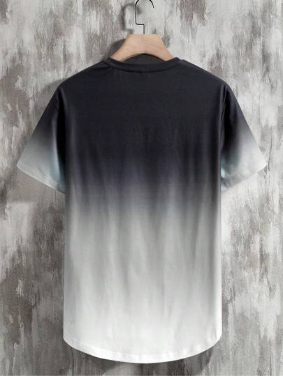 Manfinity Homme تي شيرت ألوان متدرجة حافة منحنية للرجال