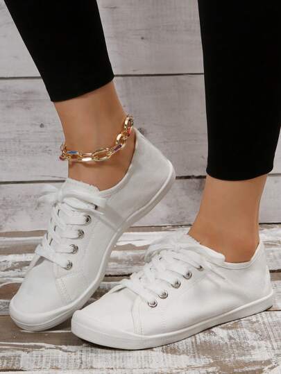 أحذية قماشية للنساء الموضة لين & مريح أربعة مواسم خارجي أسلوب رباط