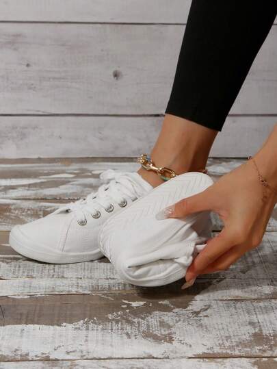 أحذية قماشية للنساء الموضة لين & مريح أربعة مواسم خارجي أسلوب رباط