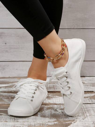 أحذية قماشية للنساء الموضة لين & مريح أربعة مواسم خارجي أسلوب رباط