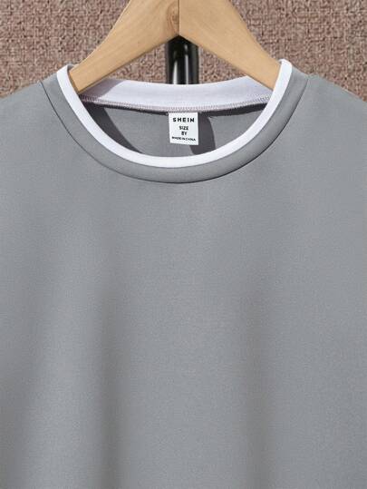 SHEIN تي شيرت وسروال قصير بتطريزات حروف للفتى، 2 في 1