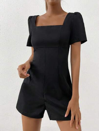 EZwear رومبير ياقة مربع اكمام منتفخة