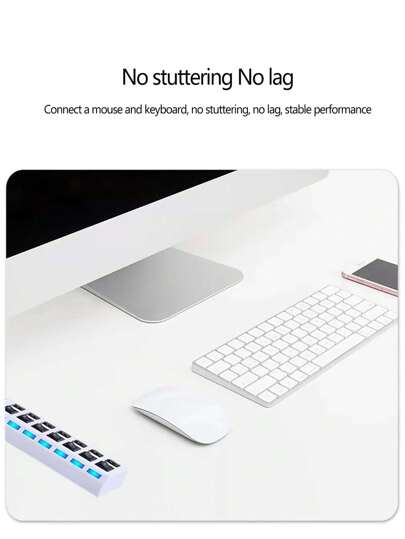 1 قطعة مادة Abs 7 منافذ فردية محور Usb مع ضوء، متوافق مع أجهزة الكمبيوتر والهواتف والكاميرات وأجهزة Usb الرقمية الأخرى