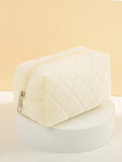 قطعة واحدة حقيبة المكياج ذات الزخرفة المرصعة بالماس والمحشوة بالبلايش العصرية والزيبرة، لذوي الاحتياجات السفرية لحفظ مستلزمات العناية بالبشرة والمكياج والتزيين، هدايا مثالية للأمهات وأصدقائك وعيد الميلاد وصالون المنزل وتنظيم المجوهرات والأظافر