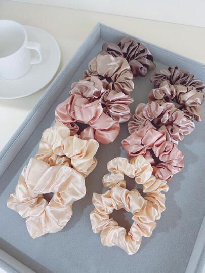 12 قطعة خصلة شعر للنساء باللونين الزهري والخاكي ثابتة اللون، ربطات شعر يومية للحياة اليومية