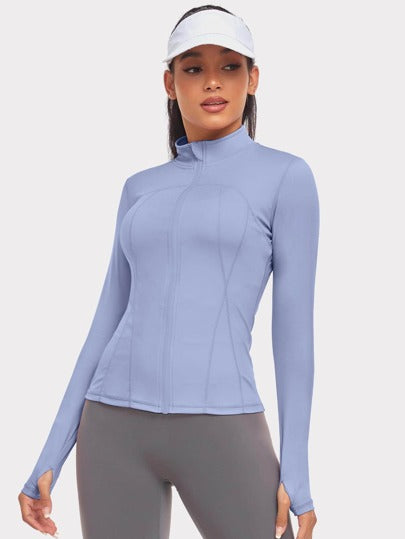 VUTRU 1 قطعة جاكيت رياضية للنساء مع ثقب للإبهام، جاكيت مطابقة للركض واليوغا