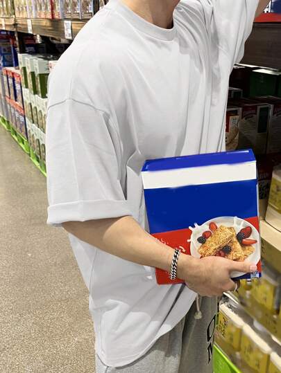 DAZY رجالي تي شيرت بقماش القطن الناعم بلون أحادي وكتف منسدل