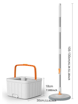 مجموعة دلو المساحة الدوارة قطعة واحدة، مساحة منزلية مدمجة وقابلة للحمل مع رأس المساحة من الميكروفايبر عالي الامتصاص، من مادة الستانلس ستيل والأبس، سهل التنظيف والاستبدال