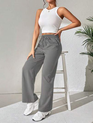 PETITE بنطلون واسع الساق ذو خصر بسحاب ، ملابس رمضانية