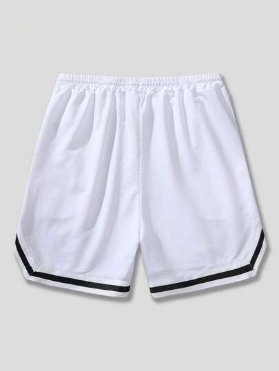 ROMWE MEN Street Life شورتات كرة السلة للرجال بخصر رباط مزينة برسم الفراشة والشعار، مناسبة للمدرسة