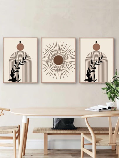 رمضان زينة رمضان قطع مجموعة بوهو نمط منتصف القرن لوحة تجريدية أشعة الشمس النباتية ورقة الرسم قوس بساطتها الرسوم التوضيحية ملصق قماش طباعة صورة الفن الحديث لغرفة المعيشة غرفة نوم مكتب الديكور