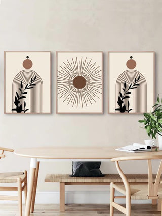 رمضان زينة رمضان قطع مجموعة بوهو نمط منتصف القرن لوحة تجريدية أشعة الشمس النباتية ورقة الرسم قوس بساطتها الرسوم التوضيحية ملصق قماش طباعة صورة الفن الحديث لغرفة المعيشة غرفة نوم مكتب الديكور