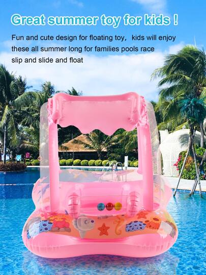 حلق سباحة للأطفال بزخارف جرس كائنات البحر مع غطاء منقار يحمي من الشمس