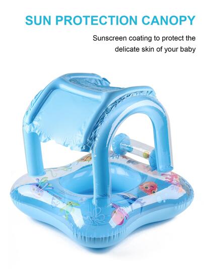 حلق سباحة للأطفال بزخرفة أجراس مفروش بنمط الحياة البحرية مع حوض سباحة مظلل 1 قطعة