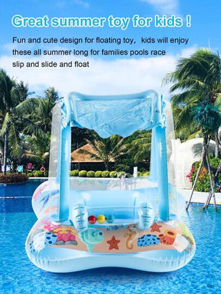 حلق سباحة للأطفال بزخرفة أجراس مفروش بنمط الحياة البحرية مع حوض سباحة مظلل 1 قطعة