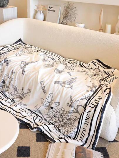 بطانية مطبوعة بالفلانيل خفيفة الوزن للصيف ولتكييف الهواء، بطانية ناعمة متعددة الاستخدامات للمنزل والغرفة والكنبة ولفترات القيلولة لتحديث أسلوب معيشتك المنزلي