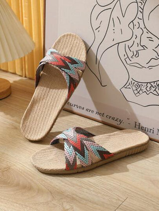 عطلة شبشب غرفة النوم الى ألوان متباينة حزام متقاطع نعال منزلرمضان