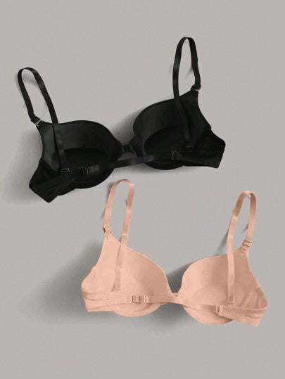 Shein Underwear&Sleepwear Basics تصميمين حمالة صدر مقواة بسلك