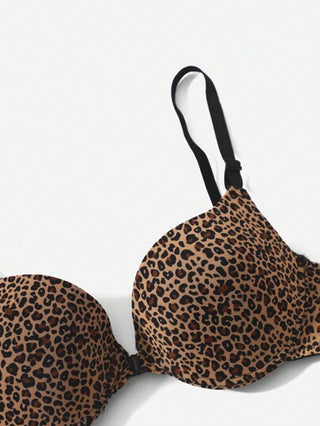 Shein Underwear&Sleepwear Basics 2 باقة من حمالات الصدر ذات السلك الداخلي بطبعة جلد الفهد