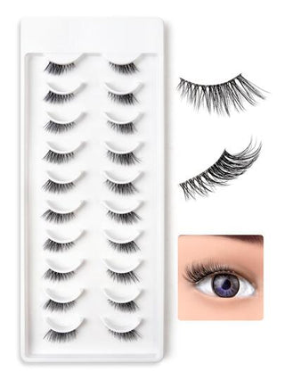 Homaylash رموش صناعية , 10 زوج / حزمة نصف رموش صناعية , 11mm طبيعي متقاطع أسلوب لألياف الاصطناعية فايبر عين رمشة شفاف حزام رموش مزيفة الى الاستخدام اليومي رموش رموش اصطناعي