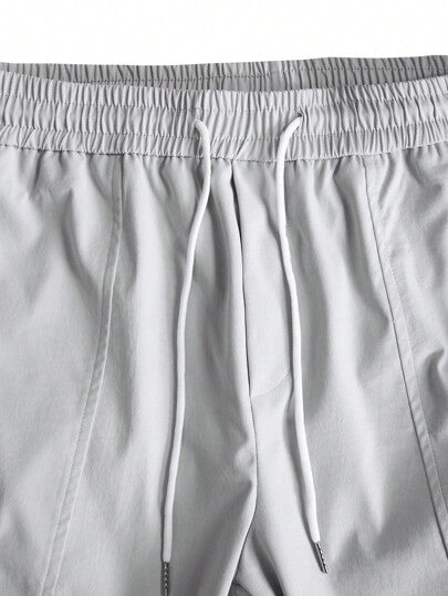 Manfinity Hypemode بنطال رجالي فضفاض به جيوب لسحب السروال من الخصر، بطراز سيارية لاستخدام خروج اليوم، بخصر مطاطي سادة طويل وضيق، هدية لزوج أو صديق