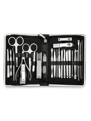 مجموعة 26 قطعة من مقص الأظافر واداوات العناية بالأظافر منها قاطع أظافر من الفولاذ المقاوم للصدأ، وشبشب جلد الأقدام المزيل، مناسبة للنساء والرجال للسفر والحقيبة والتنظيم والتخزين