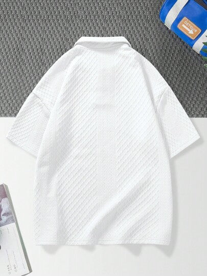 Manfinity Hypemode قميص بولو موحدة اللون منخفض الاكتاف للرجال