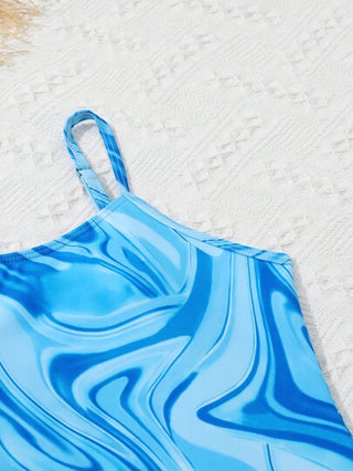 ملابس سباحة قطعة واحدة سائل طباعة سروال بالغطاء بنت طفل