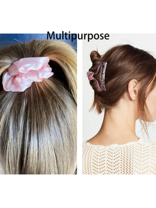 طقم أدوات للتموج بدون حرارة لليل شامل شريطة الرأس وأدوات التثبيت مثل المشابك والجداديل لإنشاء تجعيدات الشعر طوال الليل. مناسب للشعر الطويل والكثيف والرفيع والمجعد أو المستقيم. اكسسوارات باللون الوردي ، أداة تجعيد الشعر بدون حرارة