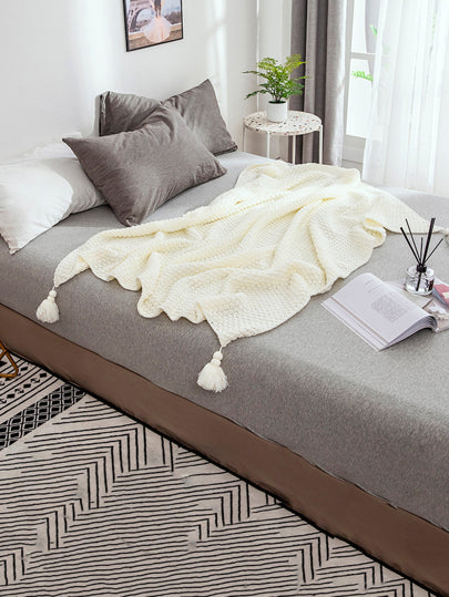 غطاء بطانية مزخرف بشرابة قطعة واحدة