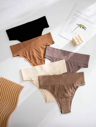 Shein Underwear&Sleepwear Basics سروال داخلي موحدة اللون أسلوب أساسي 5 قطع