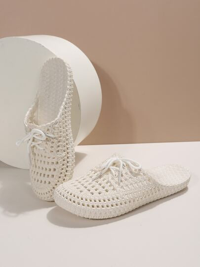 الموضة شباشب بفتحات للنساء , رباط امامي بتصميم قص مجوف pvc بلاستيك قباقيب