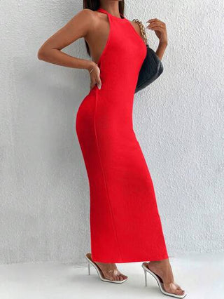 PETITE فستان ملفوفة مكشوف الظهر رسن عنق