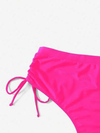 SHEIN Slayr CURVE سروال بيكيني رباط جانبي تجاعيد مقاس كبير