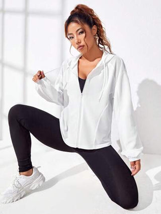 Sports جاكيت رياضي منخفض الاكتاف رباط قبعة