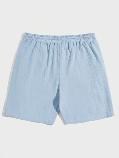 SWAVVY بنطلون قصير تفاصيل مرقع بعبارة رباط خصر للرجال