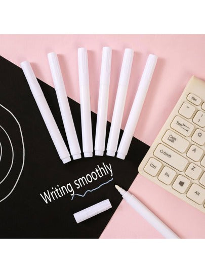 أدوات مكتبية ومدرسية قلم علامة الطباشير السائل الأبيض 3/6/10 حبة للوحة الخفيفة LED، قائم على الماء، لا يحتوي على الغبار، قابل للمسح و مناسب للاستخدام على السبورة السوداء و الزجاج والخزف والجلود
