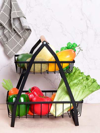 قطعة واحدة قابلة للطي طبقة مزدوجة حديد مخزن مطبخ سلة الى خضروات و فاكهة