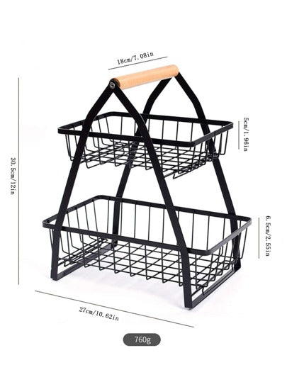 قطعة واحدة قابلة للطي طبقة مزدوجة حديد مخزن مطبخ سلة الى خضروات و فاكهة