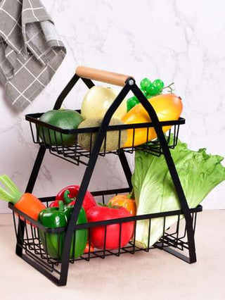 قطعة واحدة قابلة للطي طبقة مزدوجة حديد مخزن مطبخ سلة الى خضروات و فاكهة