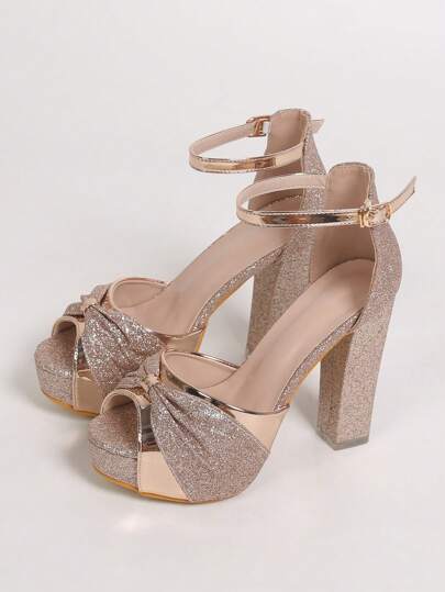 كعب عالي مفتوح أمام مضاد للماء من مواد مقاومة للطقس، كعب سميك لحفلات النوادي الليلية ، صيفي/ربيعي