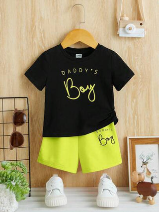 2pcs/set طفل رضيع الترفيه المألوف نمط الرسالة تي شيرت والسراويل