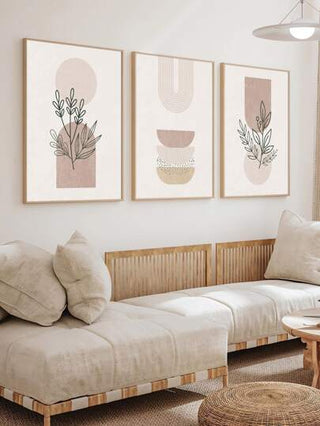 3 قطع لوحة كانفاس انطباعية لرسم خطوط زهور نباتات هندسية هادئة مجردة لغرفة المعيشة وغرفة النوم، ديكور حائط عصري بسيط هدية عيد ميلاد تخرج، بدون إطار