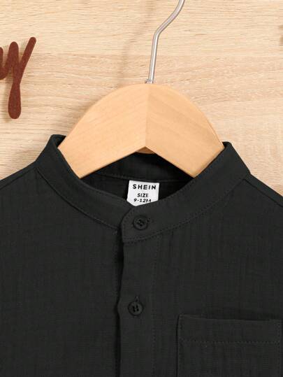 SHEIN مجموعة 2 قطعة للطفل الولد, ملابس علوية قطني قصير الأكمام بياقة طاقم صيفي كاجوال وشورت