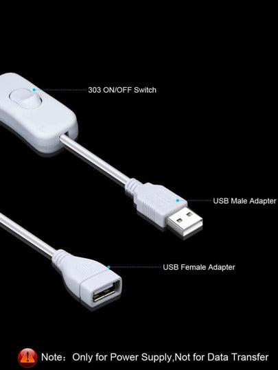كابل Usb بطول 28 سم مع مفتاح On/off لتوصيل سلاسل Led Usb ، الأجهزة اللوحية Usb ، وأدوات تزويد الطاقة Usb.