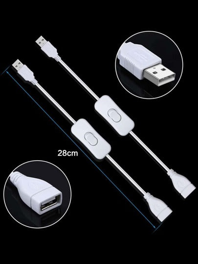 كابل Usb بطول 28 سم مع مفتاح On/off لتوصيل سلاسل Led Usb ، الأجهزة اللوحية Usb ، وأدوات تزويد الطاقة Usb.