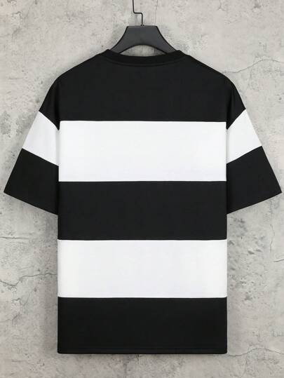 Manfinity Homme تي شيرت رجالي نصف كم قصير عادي مع ألوان متباينة