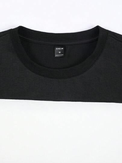 Manfinity Homme تي شيرت رجالي نصف كم قصير عادي مع ألوان متباينة